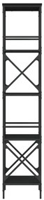 5 szintes fekete szerelt fa könyvespolc 59 x 35 x 132 cm