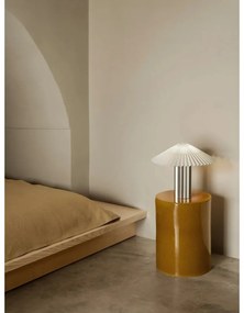 Fehér-ezüstszínű dimmelhető asztali lámpa textil búrával (magasság 36 cm) Taite – Blomus