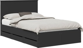 vidaXL Ágykeret fiókkal fejtámlával Fekete 120 x 190 cm Mérnöki Fa