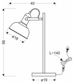 Fekete fém asztali lámpa (magasság 56 cm) Reno – Candellux Lighting