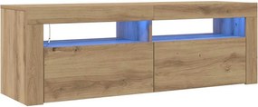 vidaXL kézműves tölgy szerelt fa TV-szekrény LED-ekkel 120x35x40 cm