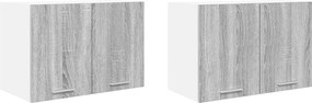 vidaXL Függő szekrény 2 pcs Szürke Sonoma és fehér 60 x 31 x 40 cm