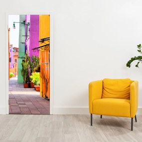 Fotótapéta ajtóra - Színes olasz sikátor (95x205cm)