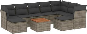 vidaXL 10 részes szürke polyrattan kerti ülőgarnitúra párnákkal