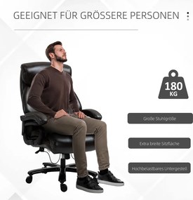 Vinsetto Főnöki irodai szék, 180 kg teherbírás, ergonomikus kialakítás, állítható magasságú, műbőr, barna.