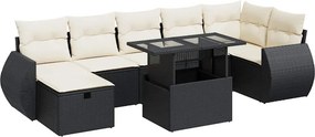 vidaXL 8 részes fekete polyrattan kerti ülőgarnitúra párnákkal