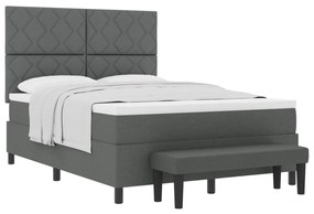Box Spring Ágy Matraccal és Pad Sötétszürke 140x190 cm Szövet