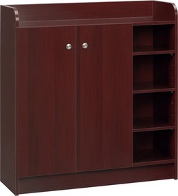 HOMCOM Cipőszekrény Helytakarékos és Modern Fa Cipőtároló 12 Pár Cipőhöz 4 Nyitott Polccal, 83x30x90 cm, Kávé Színben | Aosom