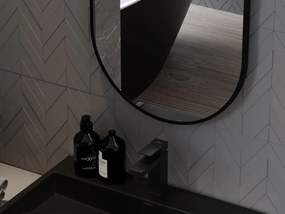 Mexen Loft ovális fürdőszobai tükör 80 x 40 cm, fekete keret - 9851-080-040-000-70