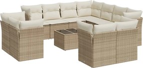 vidaXL 12 részes bézs polyrattan kerti ülőgarnitúra párnákkal