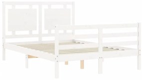 fehér tömör fa ágykeret fejtámlával 140 x 190 cm
