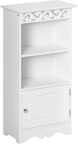 HOMCOM Padlószekrény és 2 Polcos Szekrény Ajtóval Fehér MDF Fürdőszobához 40Sz x 23Mé x 80Ma cm | Aosom