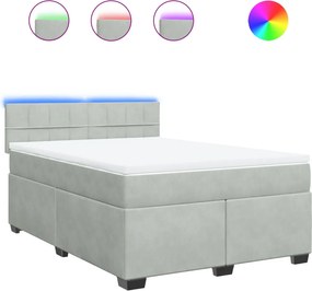 vidaXL világosszürke bársony rugós ágy matraccal 140x190 cm