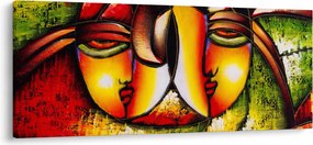 Kép - olajfestmény, absztrakt arcok (120x50 cm)