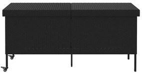 fekete polyrattan kerti tárolóláda kerekekkel 160x55x75 cm