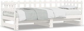 vidaXL fehér tömör fenyőfa kihúzható kanapéágy 2 x (80 x 200) cm