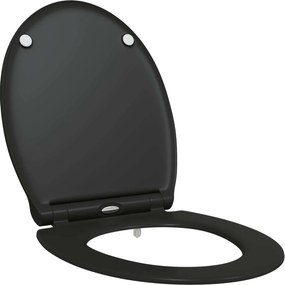 vidaXL WC ülőke Fekete 47 x 37,5 x 3,8 cm Duroplast