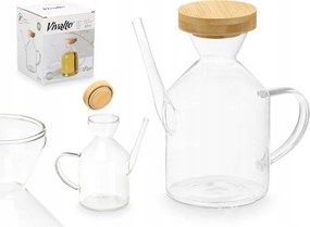 Üveg kancsó olaj adagoló ecet olaj bambusz fedéllel600 ml