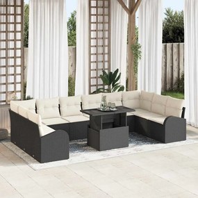 Kerti Kanapé Szett 11 pcs Fekete és krémszínű 100 x 55 x 73 cm