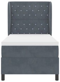 Boxspring Ágy Matrac Közép Szürke 90x190 cm Bársonyos