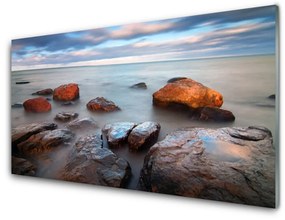 Üvegkép Stones-tenger táj 120x60cm