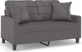 vidaXL 2 személyes szürke műbőr kanapé díszpárnákkal 120 cm