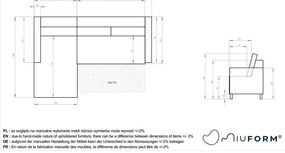 Bézs kordbársony kinyitható sarokkanapé (bal oldali) Lofty Lilly – Miuform