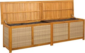 vidaXL Kerti Tároló Doboz 185 L Tömör Akácfa 200 x 50 x 56 cm Bézs