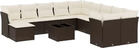 vidaXL 12 részes barna polyrattan kerti ülőgarnitúra párnákkal