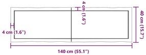sötétbarna kezelt tömör asztallap 140x40x(2-4) cm
