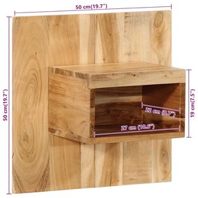 Éjjeli szekrény 50x27x50 cm tömör akácfa