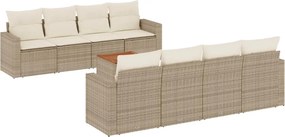 vidaXL 9 részes bézs polyrattan kerti ülőgarnitúra párnákkal