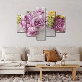 Kép - Virágok a falon pasztell színekben (150x105 cm)