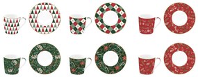 Karácsonyi porcelán kávés teás csésze aljjal 100 ml 6 személyes díszdobozban Fancy Christmas