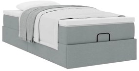 Ottomán ágykeret matraccal világosszürke 90x190cm szövet