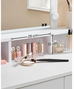 Fésülködőasztal, sminkasztal tükörrel fiókokkal, fehér 80x40x145cm