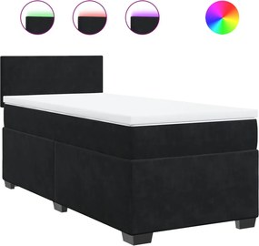 vidaXL fekete bársony rugós ágy matraccal 80 x 200 cm