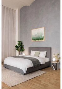 Szürke kárpitozott ágyneműtartós franciaágy ágyráccsal 180x200 cm Myra Bold – Bonami Selection