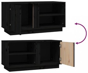 fekete tömör fenyőfa TV-szekrény 80 x 35 x 40,5 cm