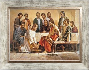 Júdás Jézus Szakrális Vászonkép Fehér Díszített Keretben 30X40