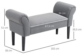 Ülőpad, előszobába vagy hálószobába, 130 kg-ig terhelhető, sötétszürke, 102 x 36 x 51 cm