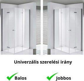 Stuxi Verona Duo 70x90 aszimmetrikus két csuklóajtós zuhanykabin 6 mm vízlepergető üveggel, króm