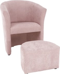 Klub fotel puffal, rózsaszín, ROSE