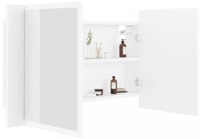 fehér akril LED-es fürdőszobaszekrény tükörrel 80x12x45 cm