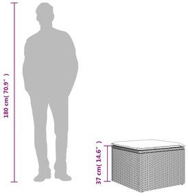 fekete polyrattan kerti szék párnával 55 x 55 x 37 cm