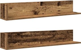 vidaXL 2 db antik fa színű szerelt fa fali polc 100x16,5x16,5 cm
