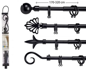 Fekete fém karám VALANCE GLOBE 170-320 cm