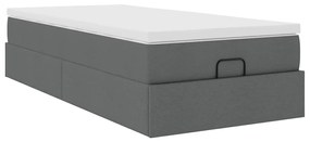 Ottomán ágykeret matraccal sötétszürke 80x200cm szövet