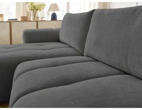 Sötétszürke kinyitható-tárolóhelyes sarokkanapé (bal oldali-heverő résszel) Fuji – Bobochic Paris