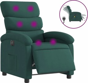 vidaXL sötétzöld szövet elektromos dönthető masszázsfotel